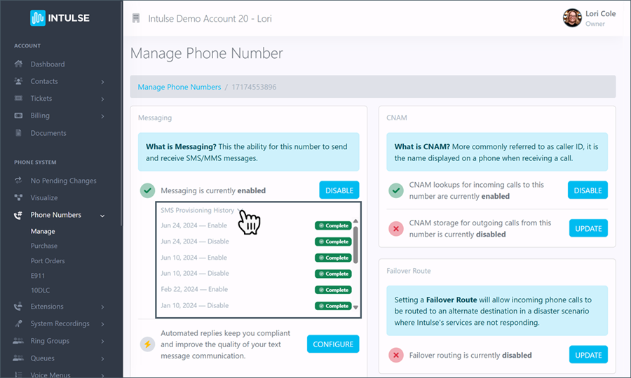 Messaging History
